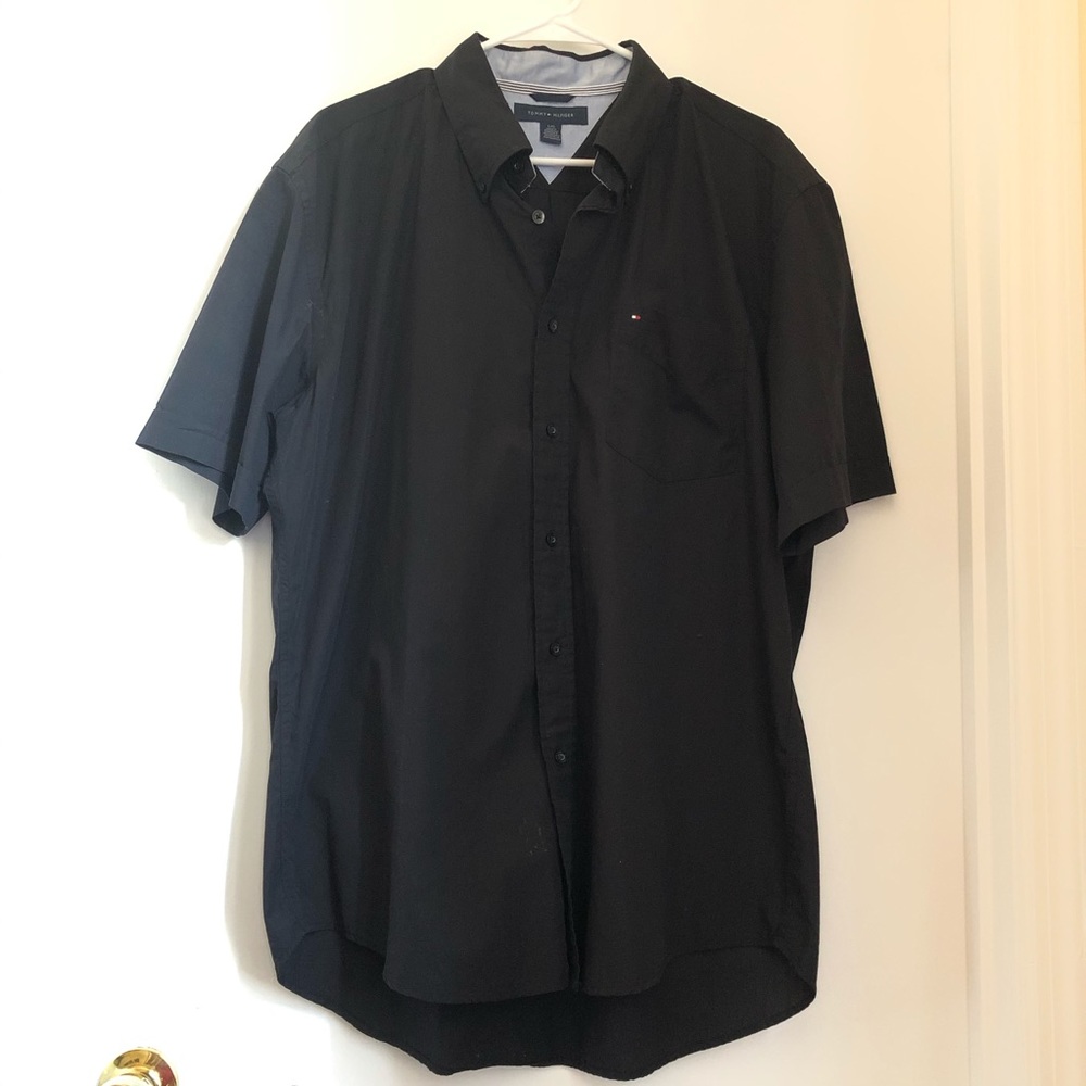 Tommy Hilfiger Black Button Up Short Sleeve Shirt